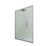 Puerta de ducha deslizante en nicho 150 CM de PVC Plata H 200 Vidrio Transpar...