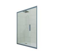 Puerta de ducha deslizante en nicho 150 CM de PVC Azul Marino H 200 Vidrio Tr...