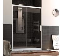 PUERTA DE DUCHA NICHO PVC CRISTAL TRANSPARENTE CHINCHILA CORREDERA BLANCO 1 HOJA