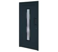 Puerta de entrada antracita 98 x 200 cm PVC con relleno de poliestireno sándwich - duradera y eficiente energéticamente para viviendas unifamiliares y edificios de apartamentos