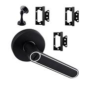 Puerta de entrada de aleaciones de zinc con topes de puerta y bisagras, mango resistente para interiores, dormitorio, baño, manija resistente