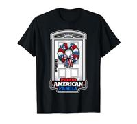 Puerta de Entrada de la Familia Americana Orgullosa Camiseta gráfica económica, Hombre, Negro, L