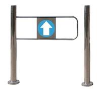 Puerta de entrada de supermercado de acero inoxidable, diseño unidireccional, portal de seguridad para pasillo de fábrica y camino del parque (izquierda), 100 x 97 cm, control de acceso duradero y