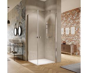 Puerta de entrada pivotante HÜPPE Solva, parcialmente enmarcada, fijación izquierda, anchura 900mm, alto 2000mm, S21102123380, Cabinas de ducha: Color de perfil Vidrio Black Edition Vidrio espejo ESG