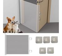 Puerta de Escalera retráctil for Puerta for Perros, Malla Extra Ancha | Valla antisalto | Puertas for Mascotas y Perros for Interiores/Puertas/Exteriores(White,110 * 78cm)