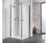 Puerta de esquina HSK Exklusiv con 2 puertas batientes, 2 piezas, medidas: 100 x 100 x 200 cm, 420019-41-120, Cabinas de ducha: Aspecto cromado: Vidrio real TwinSeal