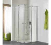 Puerta de esquina HSK Exklusiv con 2 puertas batientes, 4 piezas, medidas: 80 x 80 x 200 cm, 425014-41-120, Cabinas de ducha: Aspecto cromado: Vidrio real TwinSeal