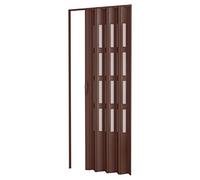 Puerta de fuelle de interior en kit con cristales de PVC nogal 82 x 220 cm, modelo Sonia