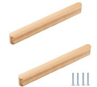 Puerta De Gabinete 2 Piezas Tirador De Madera Para Cajón Y Armario, Largo De Haya Con Distancia Entre Agujeros 192mm