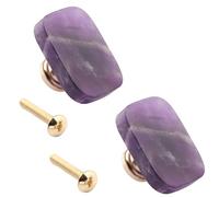 Puerta De Gabinete Manija Perillas De Cajón Y Manijas Pequeñas De Latón De Cuarzo Rosa Mineral 2Piezas Perillas De Caja De Puerta De Gabinete Amatista Longitud 35mm