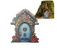Puerta de hadas, puerta de jardín de hadas, puerta enana en miniatura 2D - Decoraciones de tocón de árbol, decoración de puerta de elfo, accesorios de jardín de hadas para caminos