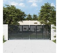 Puerta de Jardín, Acero con Revestimiento en Polvo, Diseño Seguro con Malla de Alambre, para Exteriores, Cerradura Incluida, Color Antracita, 300 x 125 cm