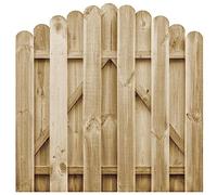 Puerta de Jardín Arqueada, de Madera de Pino Impregnada, Diseño Resistente con Listones Reforzados, Puerta Exterior para Vallas de Jardin, Entrada Segura para Patio o Cercado,Natural, 100 x 100 cm