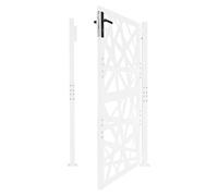 Puerta de jardín de 105 x 175 cm, doble columna, de metal, con cerradura, 7 llaves y apertura de 180°, resistente a la corrosión para jardín, terraza y seguridad para mascotas, color blanco