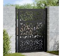 Puerta de jardín de acero resistente a la intemperie con sistema de bloqueo, diseño ondulado cortado con láser, anticorrosivo, puerta de valla al aire libre para patio y entrada Securi