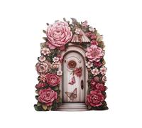 Puerta de jardín de hadas - puerta de gnomo rústico para troncos de árboles y césped | Puerta elfo de madera hecha a mano para uso al aire libre, decoración mágica de hadas para jardín, la c