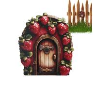 Puerta de jardín de hadas - puerta de gnomo rústico para troncos de árboles y césped | Puerta elfo de madera hecha a mano para uso al aire libre, decoración mágica de hadas para jardín, la c