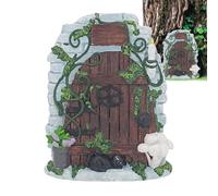 Puerta de jardín de hadas, puerta de hadas para pared, puerta de gnomo colorida de resina de 4,7 pulgadas, decoración decorativa de tocón de árbol de hadas, accesorios para el hogar de hadas con
