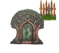 Puerta de jardín de hadas, puertas de hadas para árboles al aire libre, mini puerta de de los dientes, accesorios de casa de hadas, puerta en miniatura decorativa para decoración de jardín al