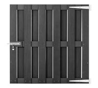 Puerta de Jardín de WPC, Panel de Cerramiento Exterior con Cerradura Deslizante, Diseño Estable y Seguro, para Cercado de Privacidad en Terrazas, Patios o Áreas Verdes, Color Gris, 100 x 100 cm