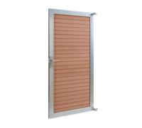 NEU.HOLZ Puerta de Jardin Segovia Resistente Puerta Exterior para Valla Exterior 90 x 180 cm con Cerradura y Llaves Marco de Aluminio y Lamas de WPC - Marrón