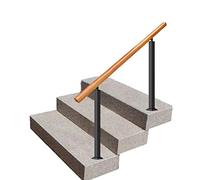 Puerta de madera al aire libre para escaleras, barandilla de seguridad de villa jardín y loft con postes de hierro forjado, ideal para escalones y pasillos exteriores y diseño elegante.