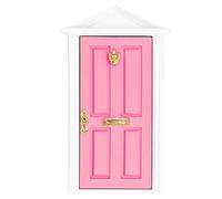 Puerta de Madera para Casa de Muñecas 1:12, Decoración Artística de Casa de Muñecas con Accesorios, Juguete Educativo de Aprendizaje para Niñas, Actividades Artesanales DIY (Rosa