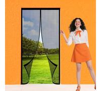 Puerta de Malla Magnética 100 x 185 cm Acceso Sencillo, Protección Contra Insectos Nuevo Diseño de Hebilla Lateral para Balcon Patio Corredera, Negro