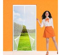 Puerta de Malla Magnética 100 x 185 cm Acceso Sencillo, Protección Contra Insectos Nuevo Diseño de Hebilla Lateral para Balcon Patio Corredera, Blanco