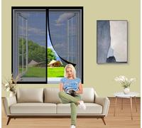 Puerta de Malla Magnética 117 x 153 cm Cierre Magnético, Malla Fina, Transpirable, Resistente y Duradera Mosquitera Cortina Puerta Magnetica para de Balcón, Terraza, Negro