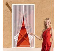 Puerta de Malla Magnética 134 x 184 cm sin Taladrar Cortina Mosquiteras para Puertas para Puerta Del Balcón, Patio, Blanco