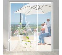 Puerta de malla magnética 175x210cm Malla de fibra de vidrio, imanes más largos, cierre magnético de malla de puerta para una sola puerta, malla de puerta resistente con imán Blanco