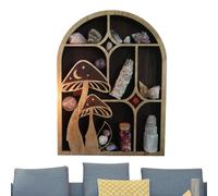 Puerta de para estantes de pared de media luna, decoración boho de madera | Cuelgue un almacenamiento para dormitorios y sala de estar, soporte para joyas espirituales, unidad de presentación