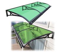 Puerta de patio - Cubierta verde de 31 x 114 pulgadas con soportes de aluminio, protección UV y lluvia, toldo para ventana al aire libre para entrada y drenaje de patio
