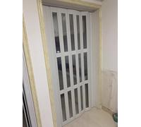 Puerta de plástico Concertina para ahorrar espacio con ventana de rejilla transparente, diseño plegable plisado para dormitorio y lavandería