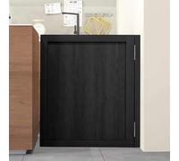 Puerta de salón de madera maciza con cierre automático, diseño de doble columpio con bisagras y kit de herramientas para decoración del hogar, 32/34/36/38/40 W (negro, 1 puerta de 65 x 90 cm)