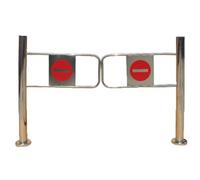 Puerta de Seguridad automática de Carga, batiente unidireccional, Apta para Tiendas y bibliotecas, Entrada peatonal unidireccional, autocerrable, Color Plata, 60 x 97 cm.