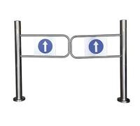 Puerta de seguridad automática de un solo columpio de acero inoxidable para mercado y biblioteca, portal de acceso al aire libre, 60 x 97 cm, acabado plateado