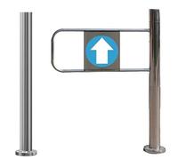 Puerta de Seguridad de Cierre automático con Montaje en Poste, Apertura Manual de 90 Grados para pasillos industriales y de supermercados, Acceso unidireccional, Color Plata-R, 85 x 100 cm (