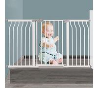 Puerta de Seguridad Diseño de Doble Cerradura Puerta de Seguridad Escaleras Puerta Montada a Presión Cerrar Automáticamente Cerca Metálica para Niños O Mascotas/125-132Cm