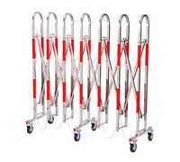 Puerta de seguridad extensible, barricada extensible, valla plegable portátil de acero inoxidable con ruedas para garaje escolar.