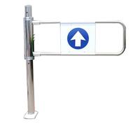 Puerta de seguridad industrial de metal para entrada de supermercado, diseño giratorio manual, cierre automático, puerta unidireccional para almacén, 90 x 103 cm, acceso lateral izquierdo