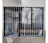 Puerta de seguridad retráctil con cerradura, protector de puerta plegable gris para puertas correderas resistentes a ladrones, cubierta de valla de ventana para niños, niños pequeños y mascotas (W10)