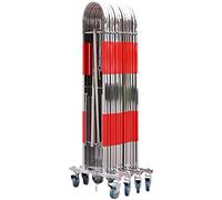 Puerta de Seguridad retráctil de Acero Inoxidable, Ideal para gasolineras, colegios y Actividades al Aire Libre. Medidas: 1,1 x 9 Metros. Diseño en Rojo y Plateado.
