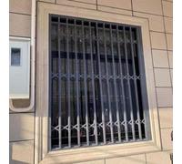 Puerta de seguridad vertical plegable y corredera, separación de 10 cm, aleación de aluminio gris, for ventanas de dormitorios(35.4x43.3in/90x110cm)