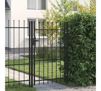 Puerta de valla BOXTEL individual con accesorio de cenador de acero, 1 x | Puntas de lanza, bisagra de perno, 3 llaves, poste de montaje, recubrimiento en polvo, acero de alto rendimiento