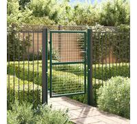 Puerta de Valla de Acero para Exteriores, Puerta Jardín con Cerradura y Postes, Cancela de Valla Verde, Ideal para Jardín, Patio o Entrada, 100 x 125 cm