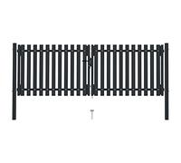 Puerta de Valla de Doble Hoja, Acero con Recubrimiento en Polvo, Diseño Moderno y Seguro, para Jardín, Exterior o Entrada, Color Antracita, 306 x 125 cm