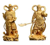Puerta dedicada de Madera de 16CM, Estatua de Buda Gavin Vedas de Dios, Adornos de Guan yu, Estatua de Dios guardián de Guan Gong, Talla de Madera, decoración del hogar (Dos)