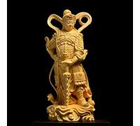 Puerta dedicada de Madera de 16CM, Estatua de Buda Gavin Vedas de Dios, Adornos de Guan yu, Estatua de Dios guardián de Guan Gong, Talla de Madera, decoración del hogar (Dos)
